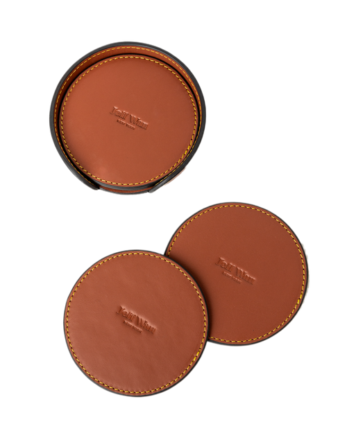 Jeff Wan Genuine Leather Coaster Set
