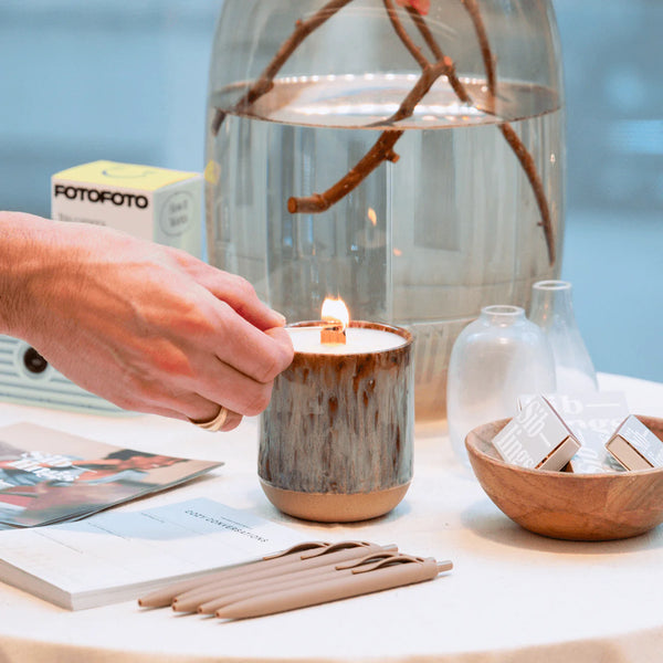 Brown Active Glaze Artisan Candle Vessel