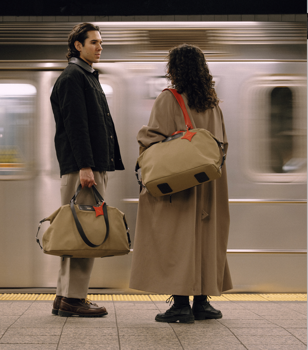 Anywear Duffle: Recycled Leather & Waterproof High-density Technical Fabric