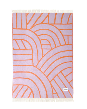 Blanket LINES Lilac / Orange 4.25 x 6.5ft