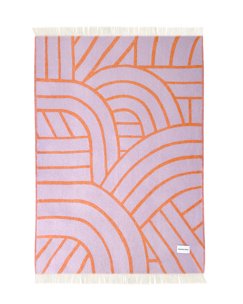 Blanket LINES Lilac / Orange 4.25 x 6.5ft