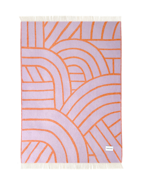 Blanket LINES Lilac / Orange 4.25 x 6.5ft