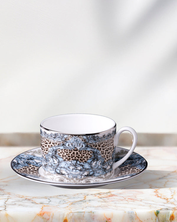 Tea Cup & Saucer PALAZZO PITTI Set of 2 in Luxury Box 3.3", H 2.3", cap. 7.5 oz, Saucer 6"