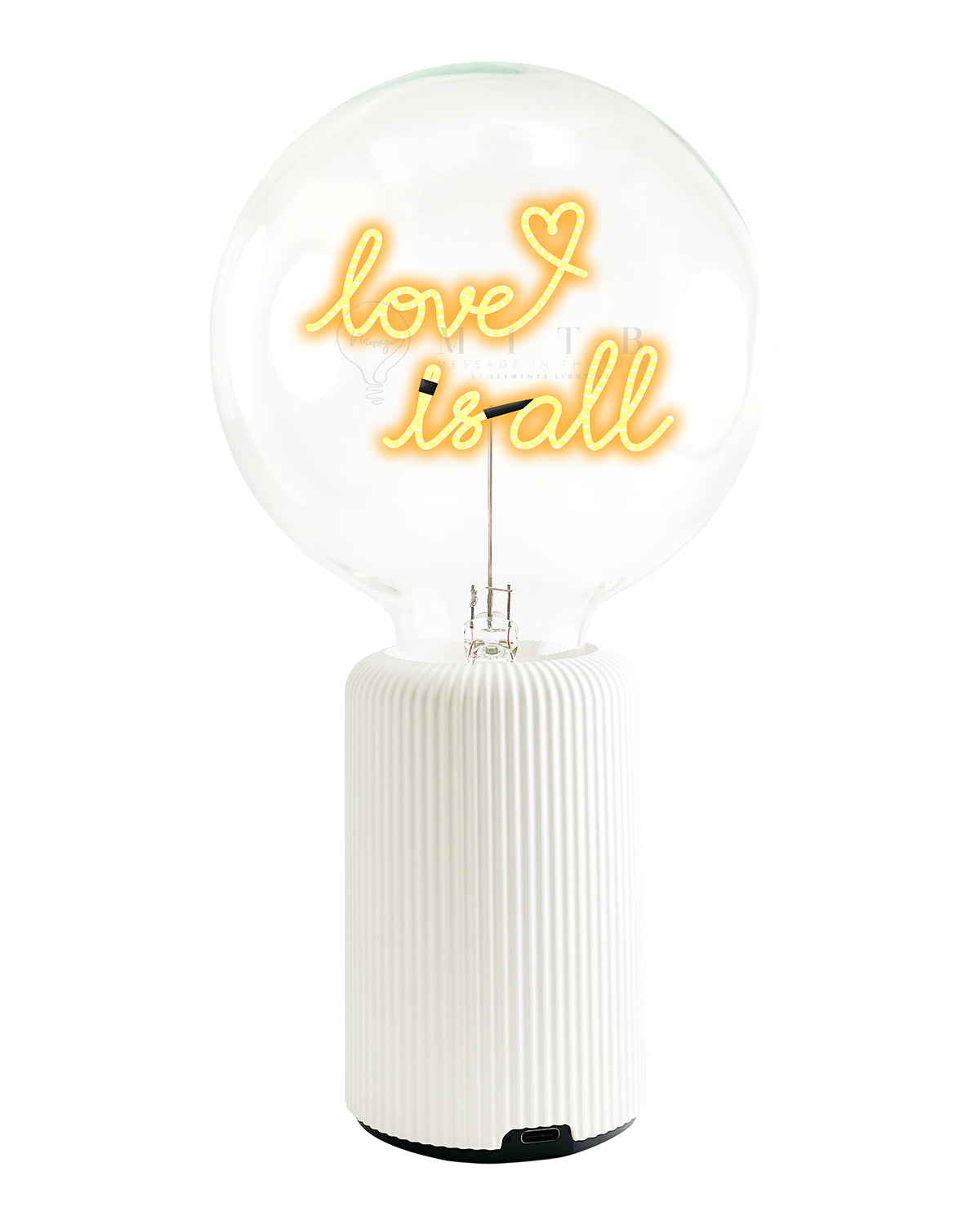 Bulb LOVE IS ALL Amber with Base Table Lamp PORTABLE Pop Nomad Emerald