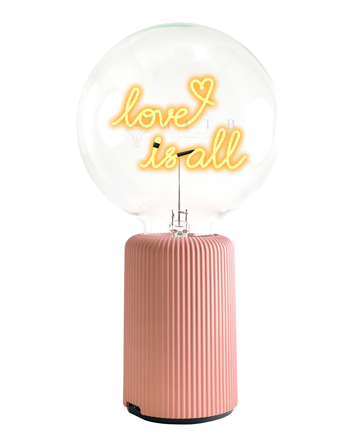 Bulb LOVE IS ALL Amber with Base Table Lamp PORTABLE Pop Nomad Emerald
