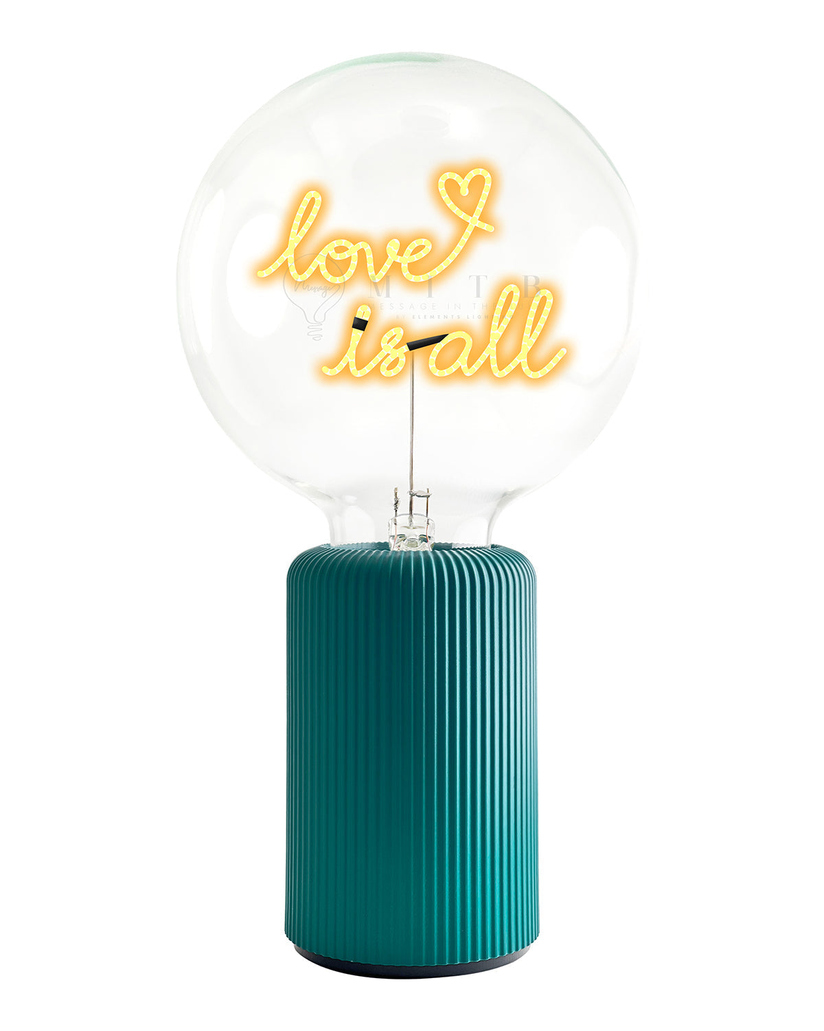 Bulb LOVE IS ALL Amber with Base Table Lamp PORTABLE Pop Nomad Emerald