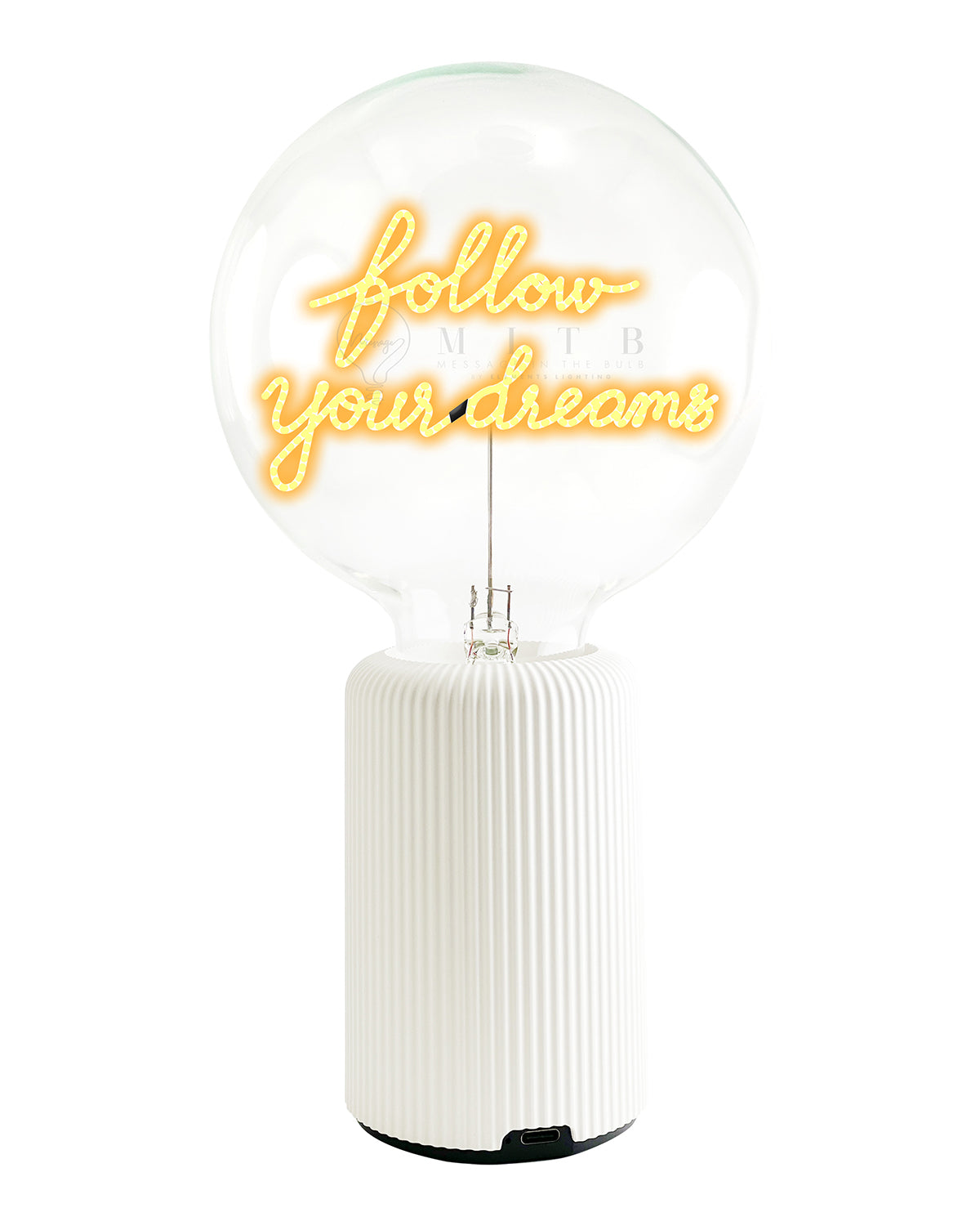 Bulb FOLLOW YOUR DREAMS Amber with Base Table Lamp PORTABLE Pop Nomad Pink
