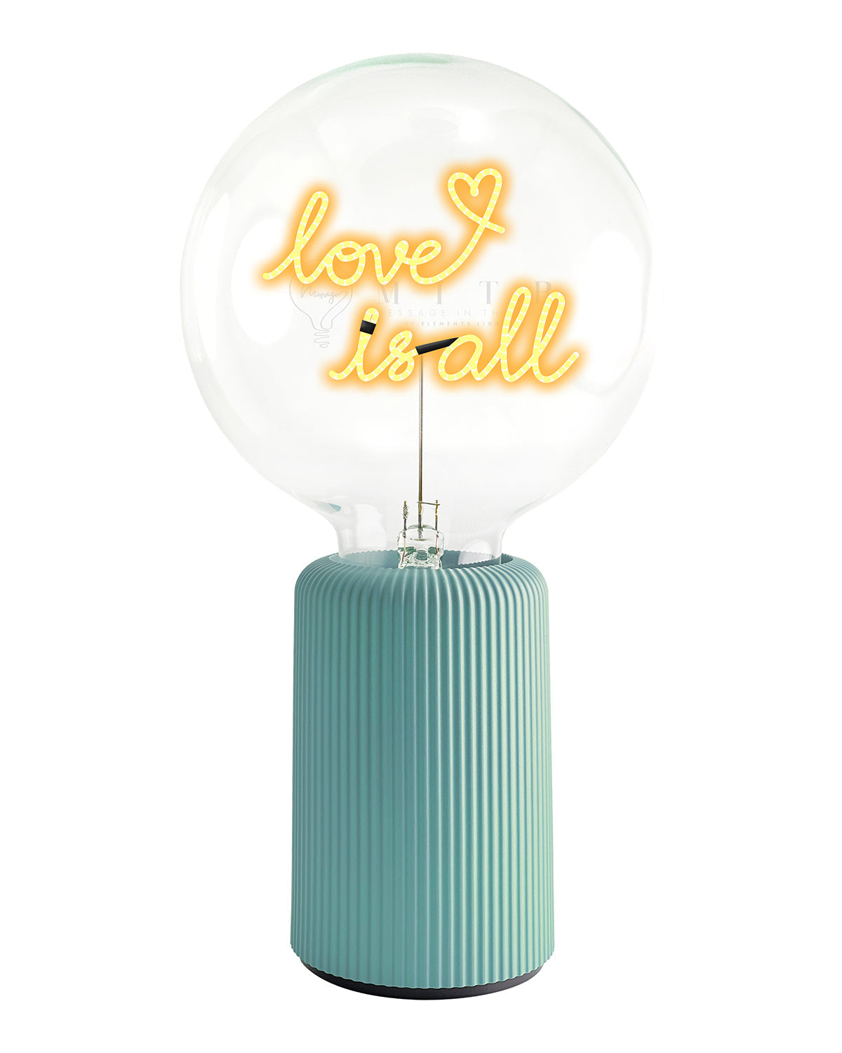 Bulb LOVE IS ALL Amber with Base Table Lamp PORTABLE Pop Nomad Emerald
