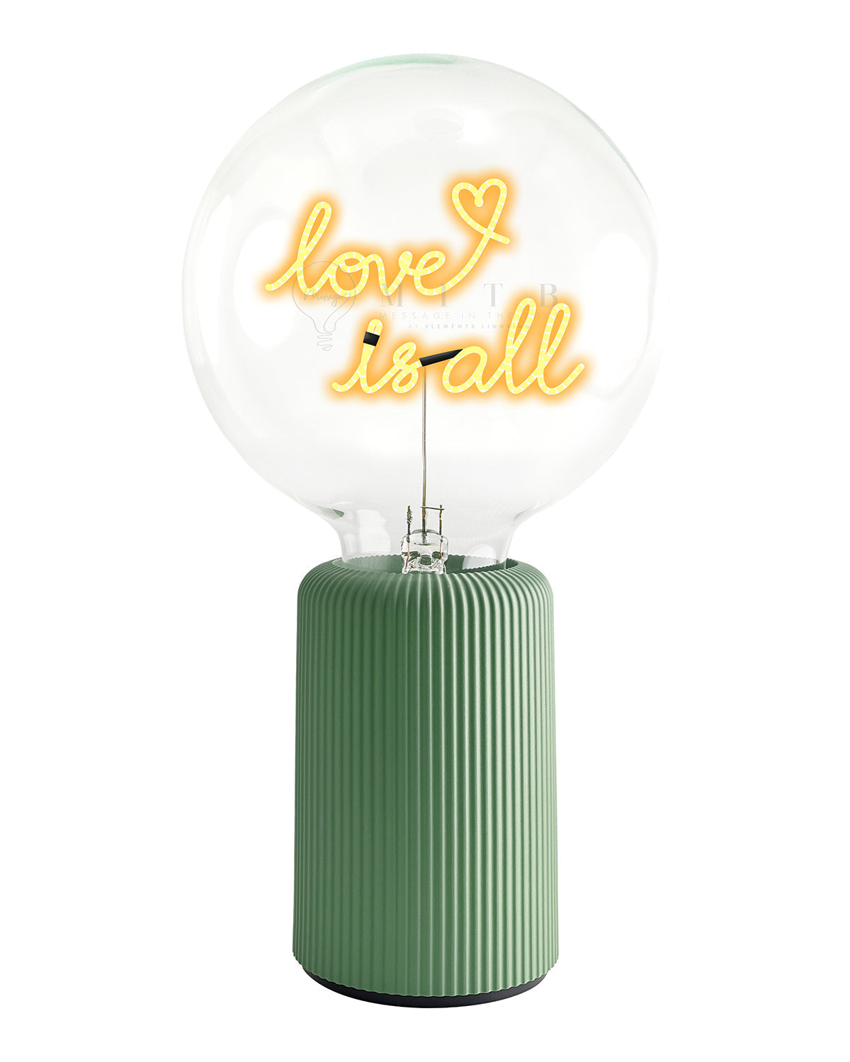 Bulb LOVE IS ALL Amber with Base Table Lamp PORTABLE Pop Nomad Emerald