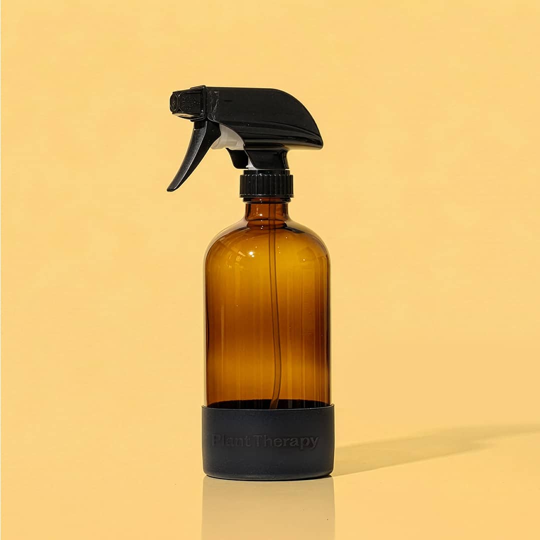 Glass Spray Bottle with Black Silicone Sleeve 16 oz