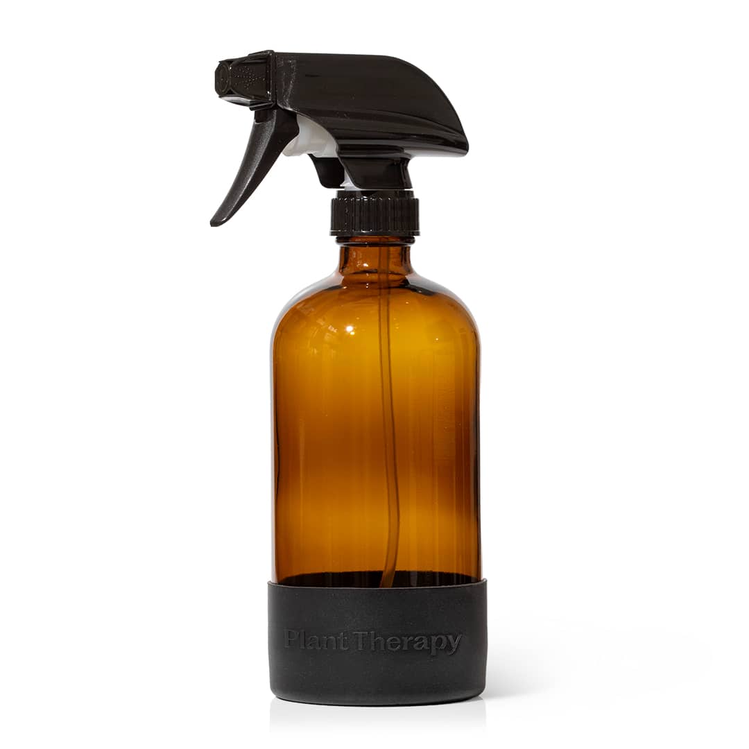 Glass Spray Bottle with Black Silicone Sleeve 16 oz