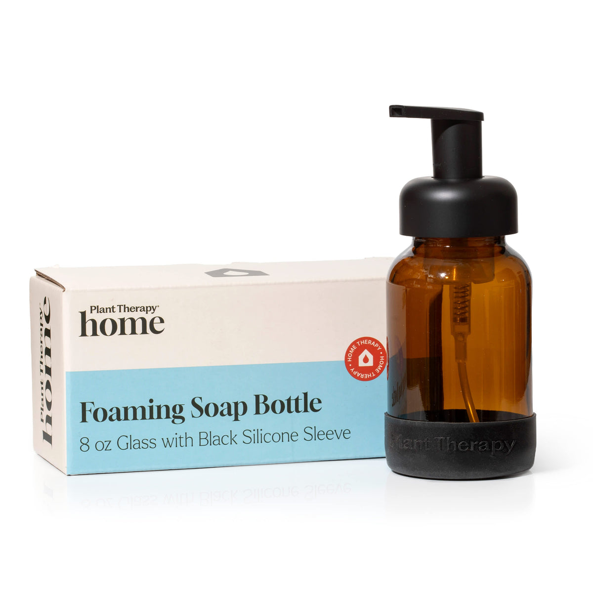 Glass Foaming Bottle with Black Silicone Sleeve 8 oz