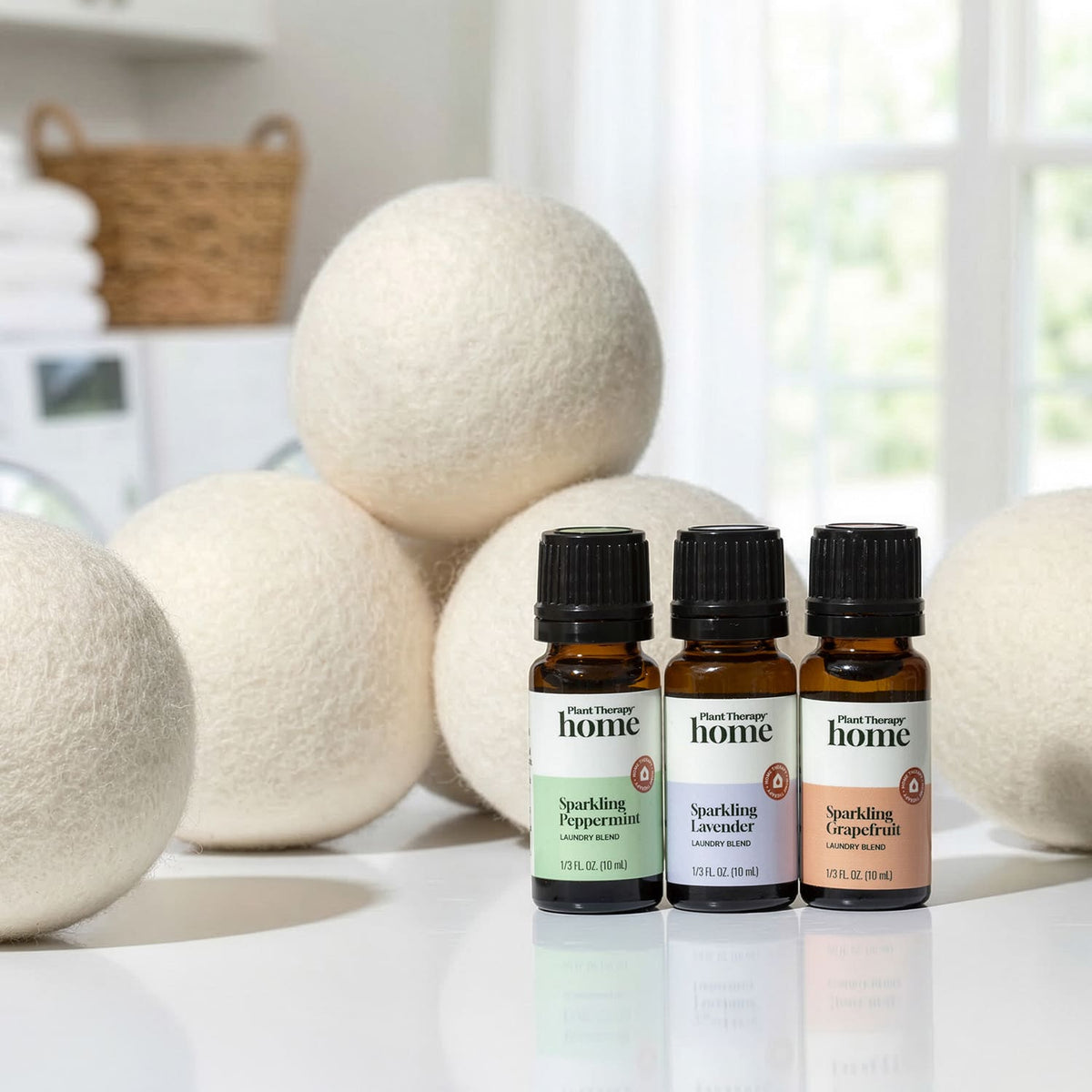Wool Dryer Balls 6 Pack and Sparkling Laundry Blend 3 Pack