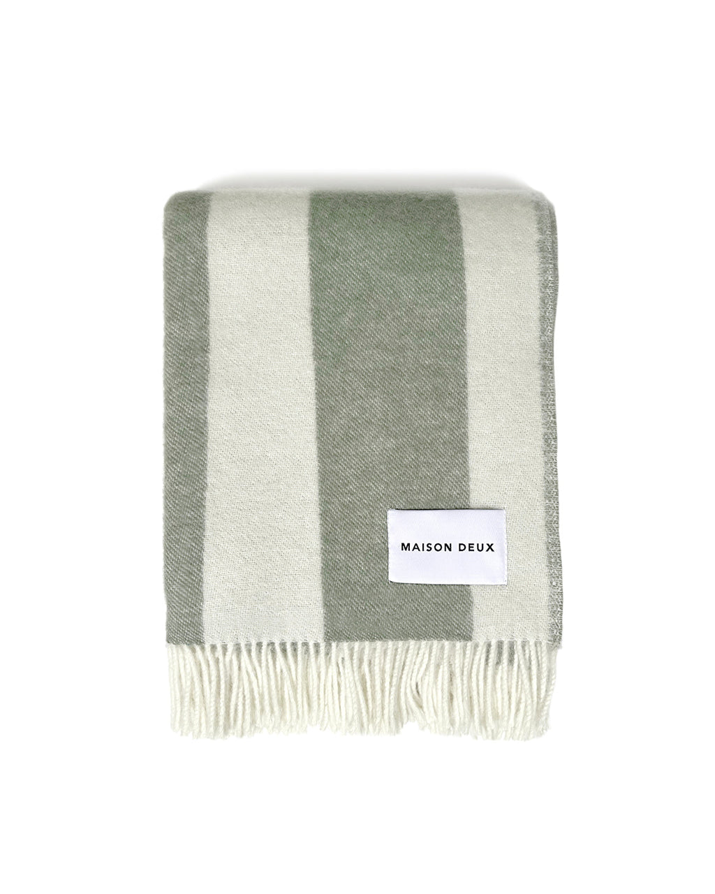 Maison Deux Blanket ROUGH STRIPE Agave Olive Green / White 4.25 x 6.5 ft