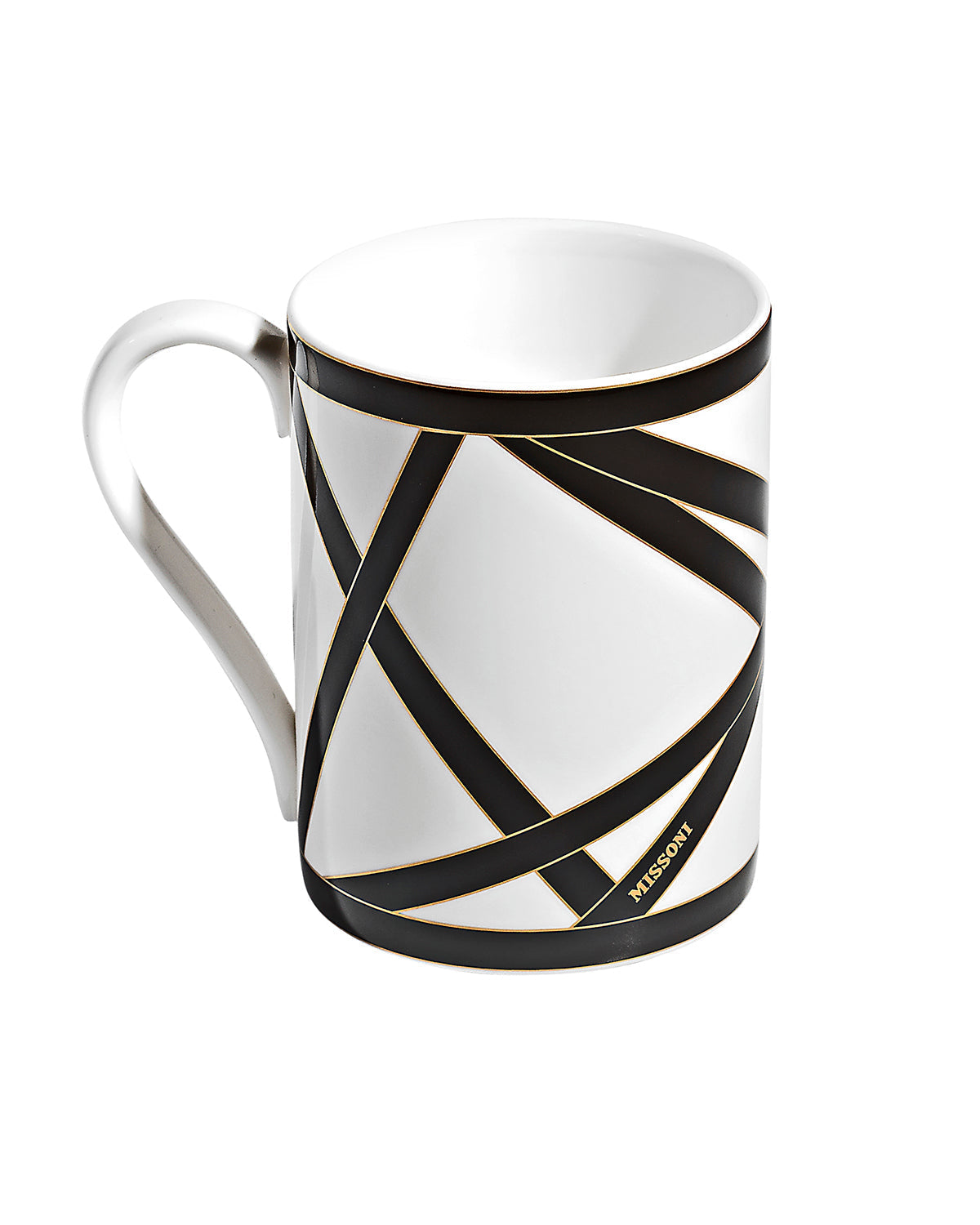 Mug Cup NASTRI in Luxury Box Black diam. 3", H 3.9", cap. 12.5 oz