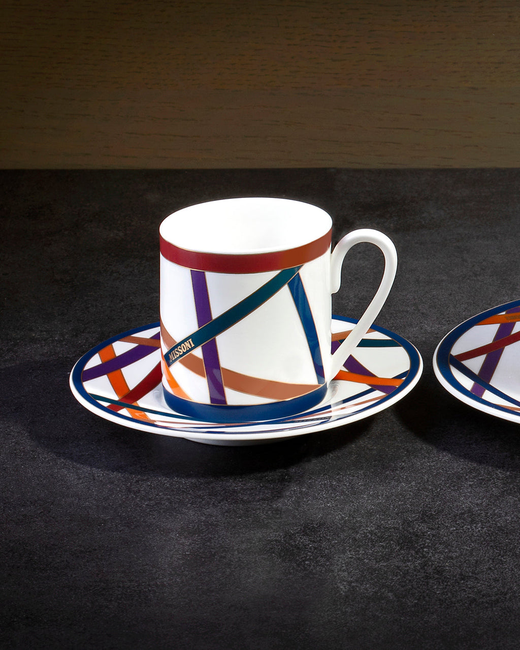 Coffee Cup & Saucer NASTRI Set of 2 in Luxury Box Multicolor diam. 2.3", H 2.5", Cap. 4 oz, Saucer diam. 4.75"