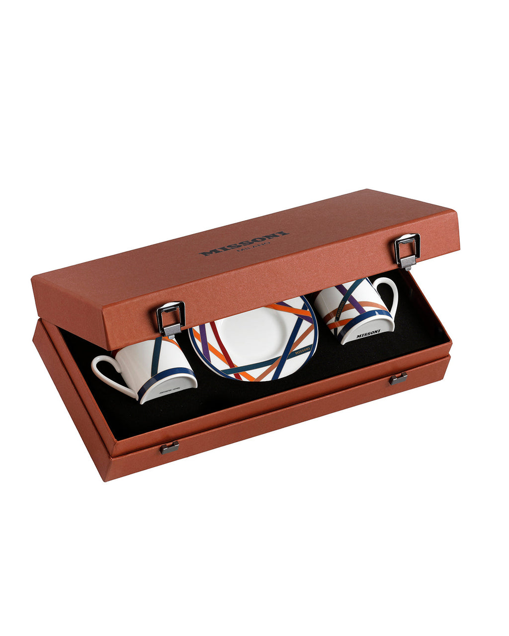 Coffee Cup & Saucer NASTRI Set of 2 in Luxury Box Multicolor diam. 2.3", H 2.5", Cap. 4 oz, Saucer diam. 4.75"