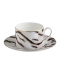 Tea Cup & Saucer TIGER Set of 2 in Luxury Box diam. 3.3", H 2.3", cap. 7.5 oz, Saucer diam. 6"