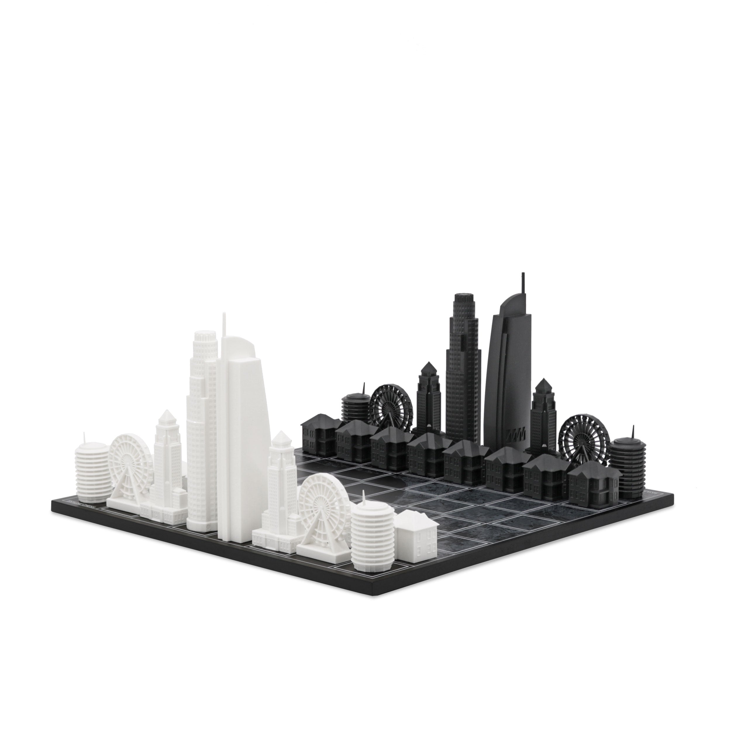 Chess Set Acrylic LOS ANGELES with Wood Map Board