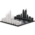 Chess Set Acrylic NEW YORK vs LOS ANGELES with Wood Hatch Board