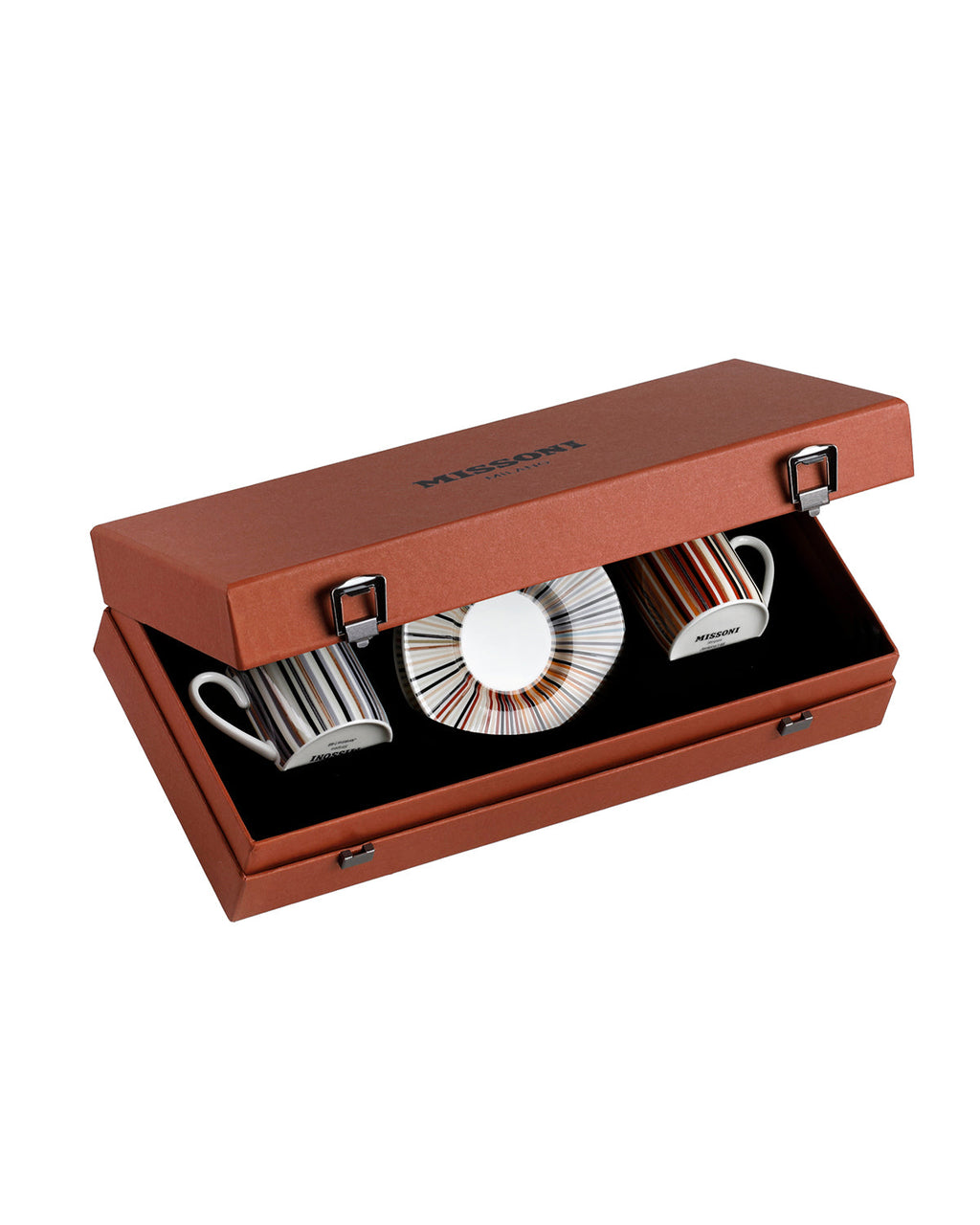 Coffee Cup & Saucer STRIPES Set of 2 in Luxury Box Jenkins 148 diam. 2.3", H 2.5", Cap. 4 oz, Saucer diam. 4.75"