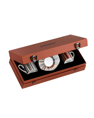 Coffee Cup & Saucer STRIPES Set of 2 in Luxury Box Jenkins 148 diam. 2.3", H 2.5", Cap. 4 oz, Saucer diam. 4.75"