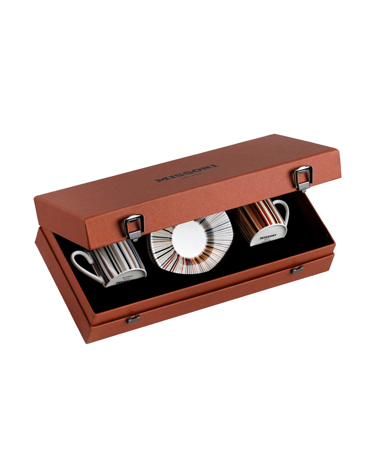 Coffee Cup & Saucer STRIPES Set of 2 in Luxury Box Jenkins 148 diam. 2.3", H 2.5", Cap. 4 oz, Saucer diam. 4.75"