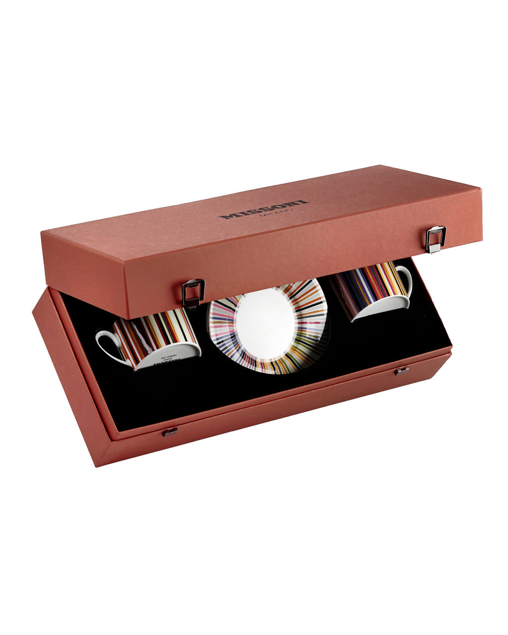 Tea Cup & Saucer STRIPES Set of 2 in Luxury Box Jenkins 156 diam. 3.3", H 2.3", cap. 7.5 oz, Saucer diam. 6"