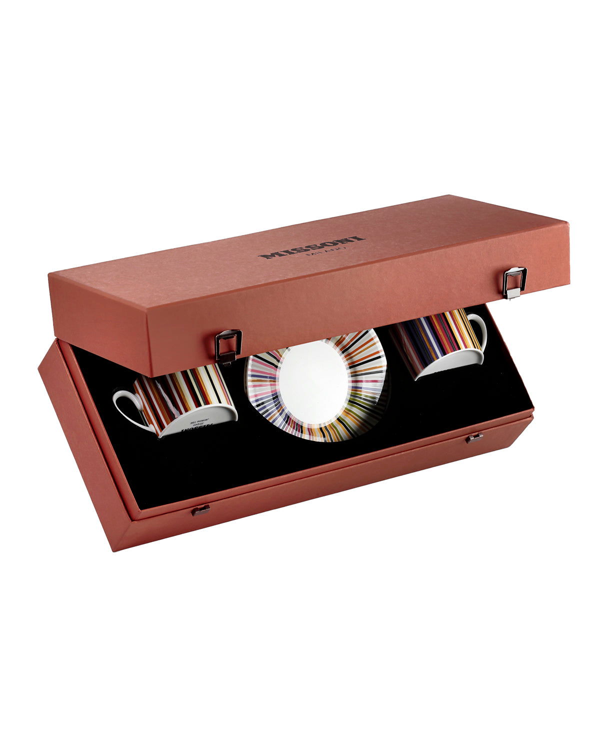 Tea Cup & Saucer STRIPES Set of 2 in Luxury Box Jenkins 156 diam. 3.3", H 2.3", cap. 7.5 oz, Saucer diam. 6"