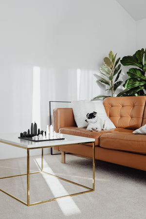 Chess Set Acrylic LOS ANGELES with Marble Hatch Board